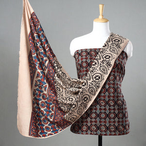 3pc Ajrakh Block Printed Natural Dyed Cotton Suit Material Set 27