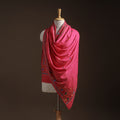 Pink - phulkari hand embroidered wool shawl 21 - handcrafted
