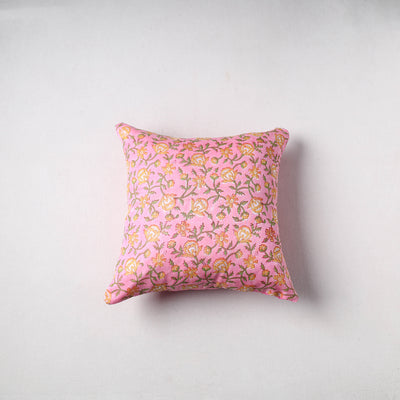 Sanganeri Floral Print Chanderi Silk Cushion Cover (16 x 16 in) 36