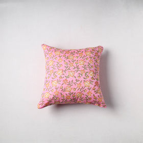 Sanganeri Floral Print Chanderi Silk Cushion Cover (16 x 16 in) 36