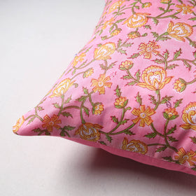Sanganeri Floral Print Chanderi Silk Cushion Cover (16 x 16 in) 36
