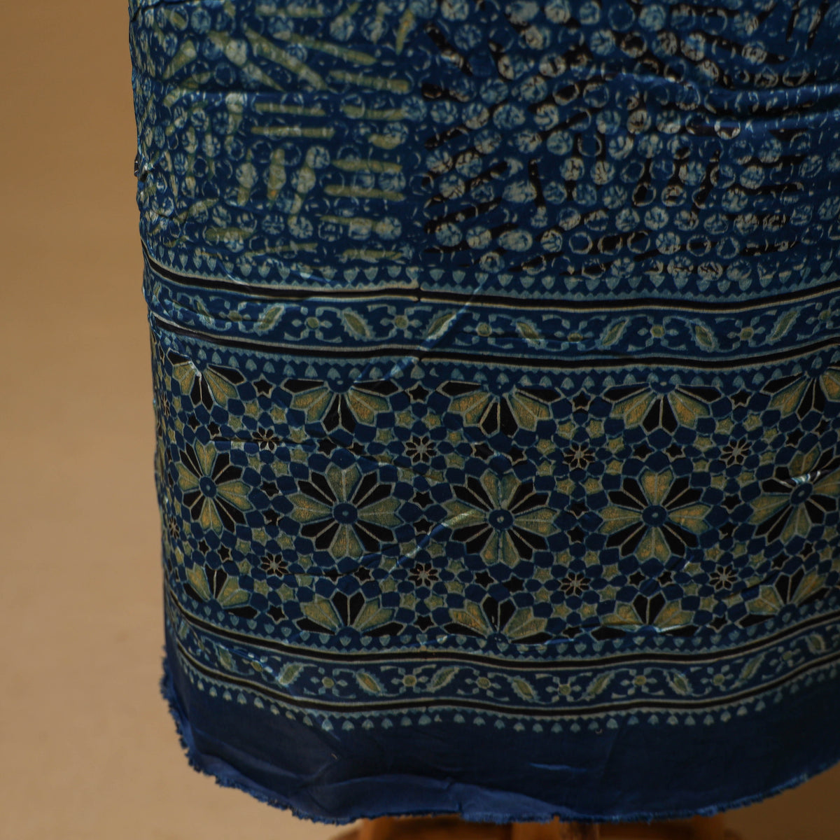Ajrakh Hand Block Print Natural Dyed Modal Silk Unstitched Dress Material: Kurta with Dupatta 26