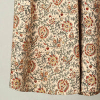 Beige - Block Print Cotton Wrap Around kalamkari Skirt 01