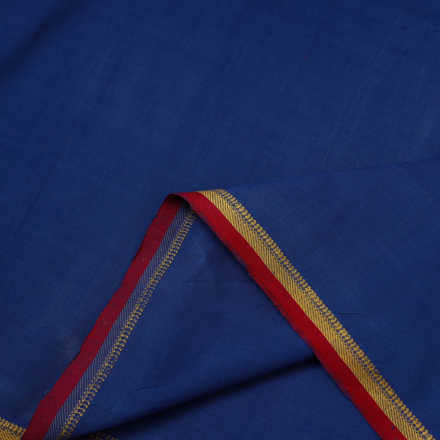 Blue - Handloom Mangalagiri Cotton Fabric with Thread Border 07