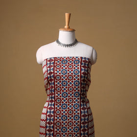 Ajrakh Hand Block Print Natural Dyed Modal Silk Unstitched Dress Material: Kurta with Dupatta 27