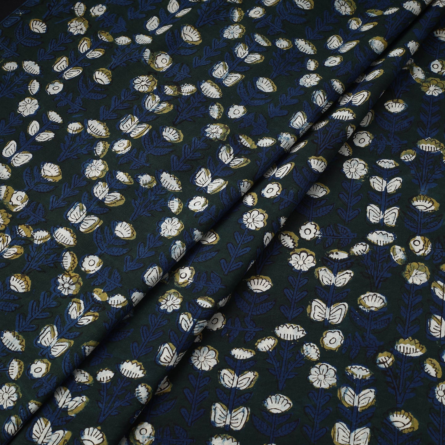 Blue - Jahota Block Printed Cotton Fabric 02