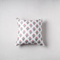 Sanganeri Floral Print Chanderi Silk Cushion Cover (16 x 16 in) 38