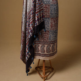 Ajrakh Hand Block Print Natural Dyed Modal Silk Unstitched Dress Material: Kurta with Dupatta 28