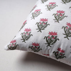 Sanganeri Floral Print Chanderi Silk Cushion Cover (16 x 16 in) 38