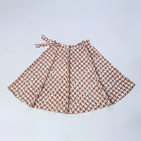 Brown - Hand Batik Print Cotton Wrap Around Skirt 03