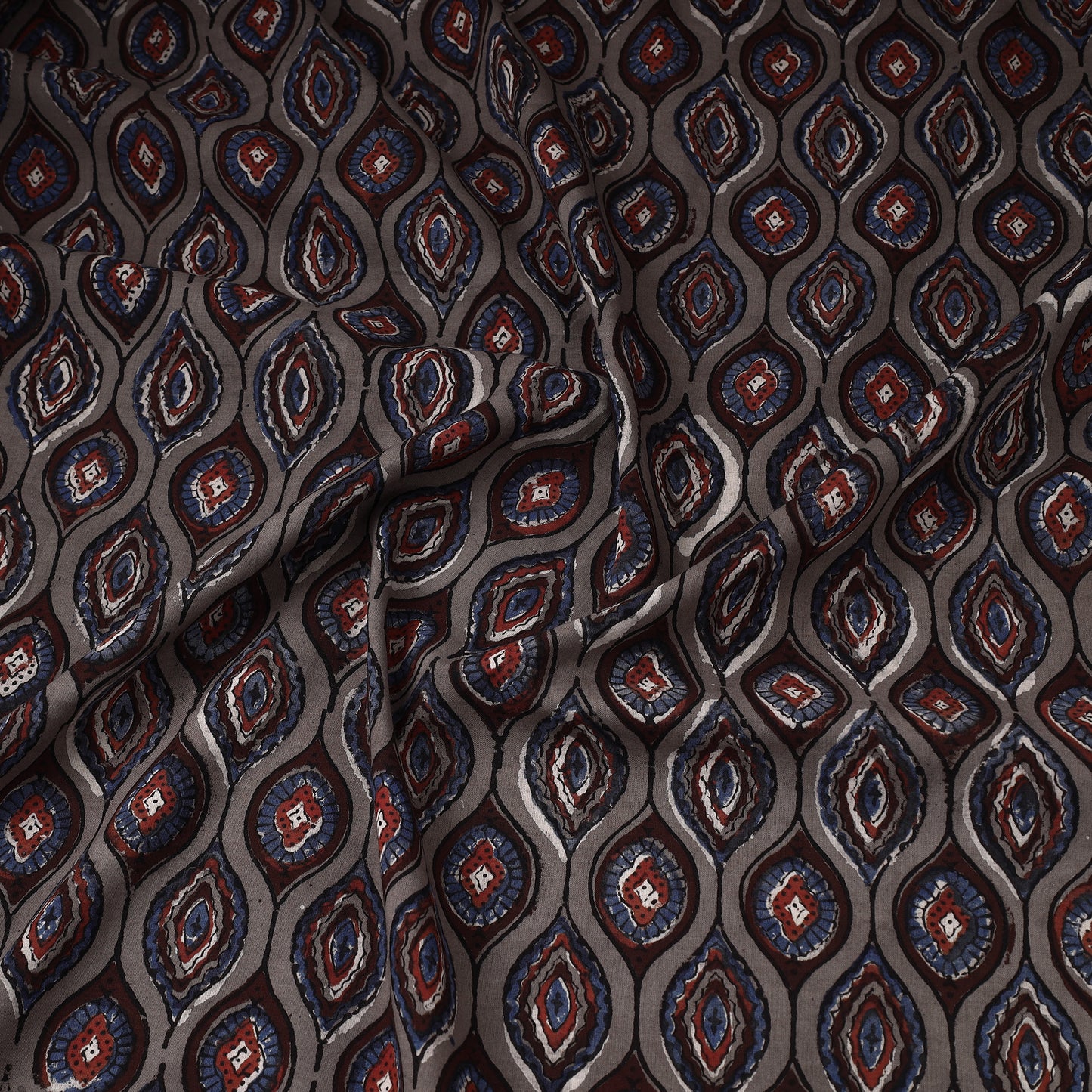 Grey - Jahota Block Printed Cotton Fabric 03