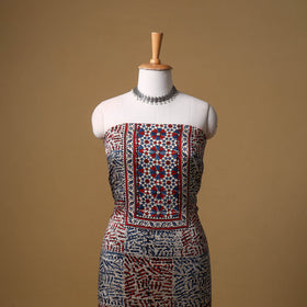 Ajrakh Hand Block Print Natural Dyed Modal Silk Unstitched Dress Material: Kurta with Dupatta 28