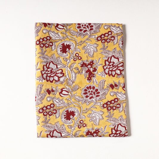 Yellow - Sanganeri Block Printed Cotton Precut Fabric