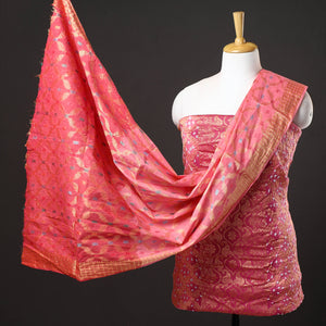 3pc Kutch Bandhani Tie-Dye Gadwal Satin Cotton Suit Material Set 152