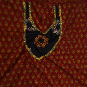 Red - bagh cotton unstitched kurta material with patchwork
