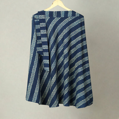 Blue - Block Print Cotton Wrap Around Ajrakh Skirt 06