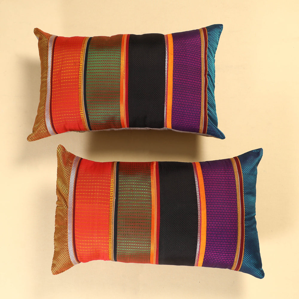 Multicolor - Set of 2 - Khun Patchwork Cotton Pillow Covers (25 x 15 in) 23