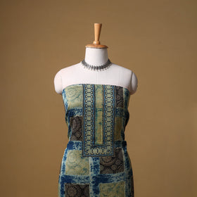 Ajrakh Hand Block Print Natural Dyed Modal Silk Unstitched Dress Material: Kurta with Dupatta 29