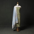 Hand Block Batik Print Cotton 2pc Unstitched Dress Material Kurta Set with Earrings 07