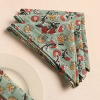 Set of 4 - Sanganeri Block Printed Cotton Table Napkins (18 x 18 in)