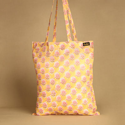 Yellow - Handcrafted Cotton Jhola Bag 07