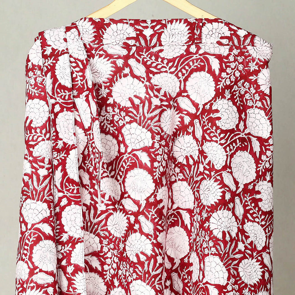 Red - Block Print Cotton Sanganeri Wrap Around Skirt 11