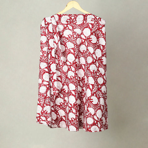 Red - Block Print Cotton Sanganeri Wrap Around Skirt 11