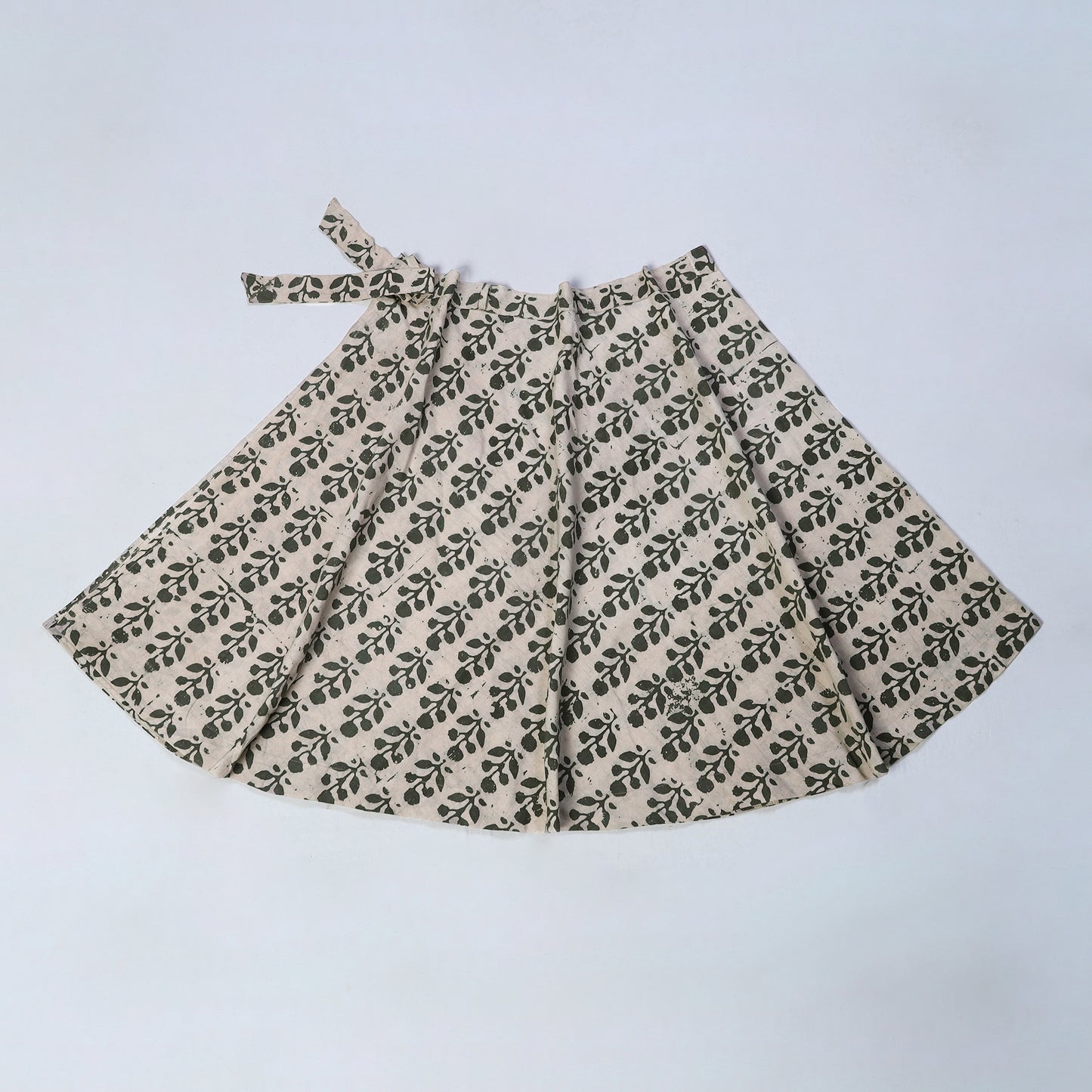 Beige - Hand Batik Print Cotton Wrap Around Skirt 10