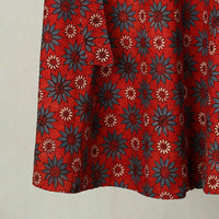 Red - Block Print Cotton Wrap Around Ajrakh Skirt 12