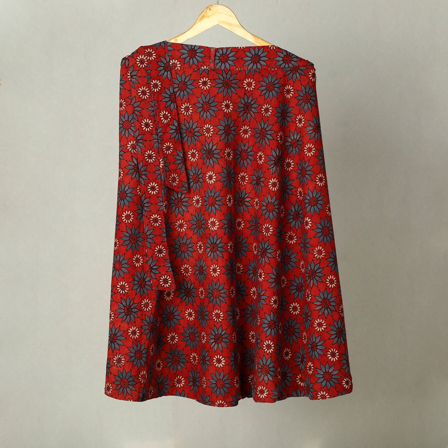 Red - Block Print Cotton Wrap Around Ajrakh Skirt 12