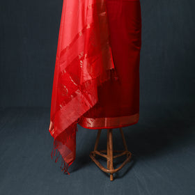 Handloom Maheshwari Silk Unstitched Dress Material: Kurta with Zari Buti Dupatta 17