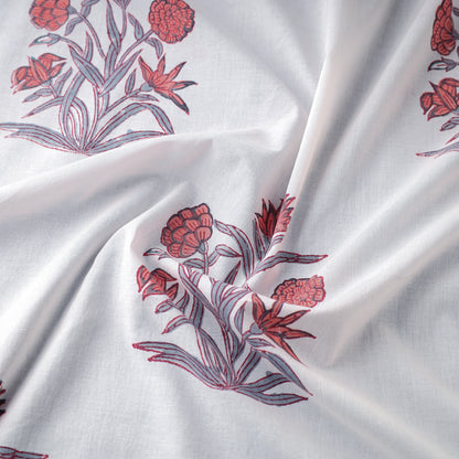 White - Sanganeri Block Printed Cotton Fabric 24