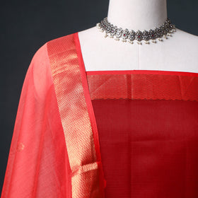 Handloom Maheshwari Silk Unstitched Dress Material: Kurta with Zari Buti Dupatta 17