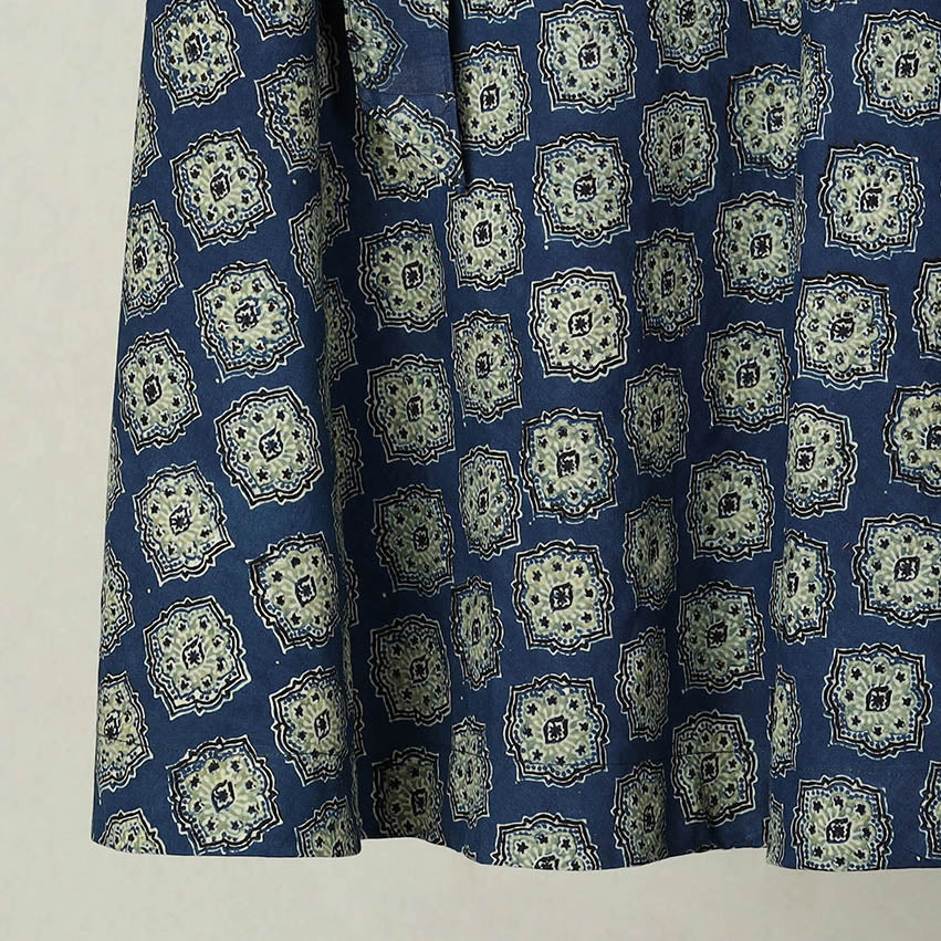 Blue - Block Print Cotton Wrap Around Ajrakh Skirt 14