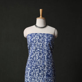 Hand Block Batik Print Cotton 2pc Unstitched Dress Material Kurta Set with Earrings 09