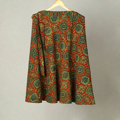 Orange - Block Print Cotton Wrap Around Ajrakh Skirt 16