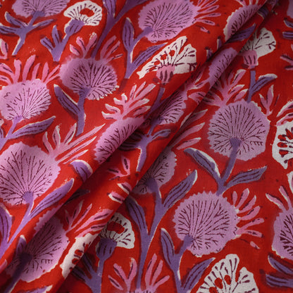 Red - Sanganeri Block Printed Cotton Fabric 26