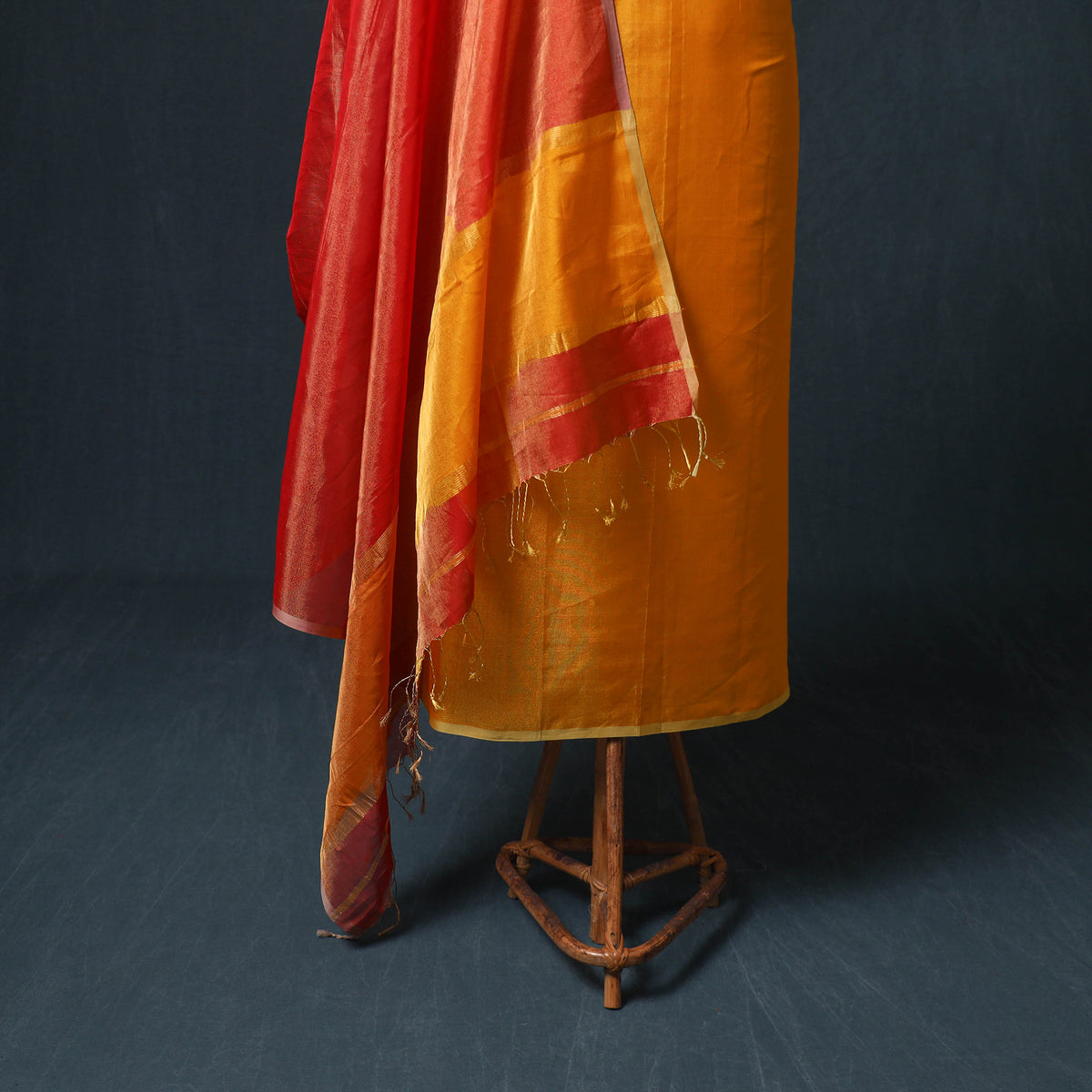 Handloom Maheshwari Silk Tissue Zari Unstitched Dress Material: Kurta with Dupatta 01