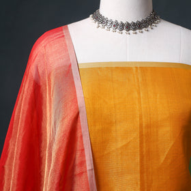 Handloom Maheshwari Silk Tissue Zari Unstitched Dress Material: Kurta with Dupatta 01