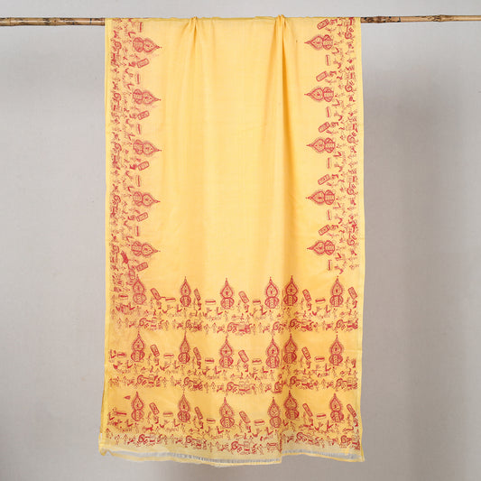 Yellow - Bengal Kantha Hand Embroidery Tussar Silk Handloom Saree 36