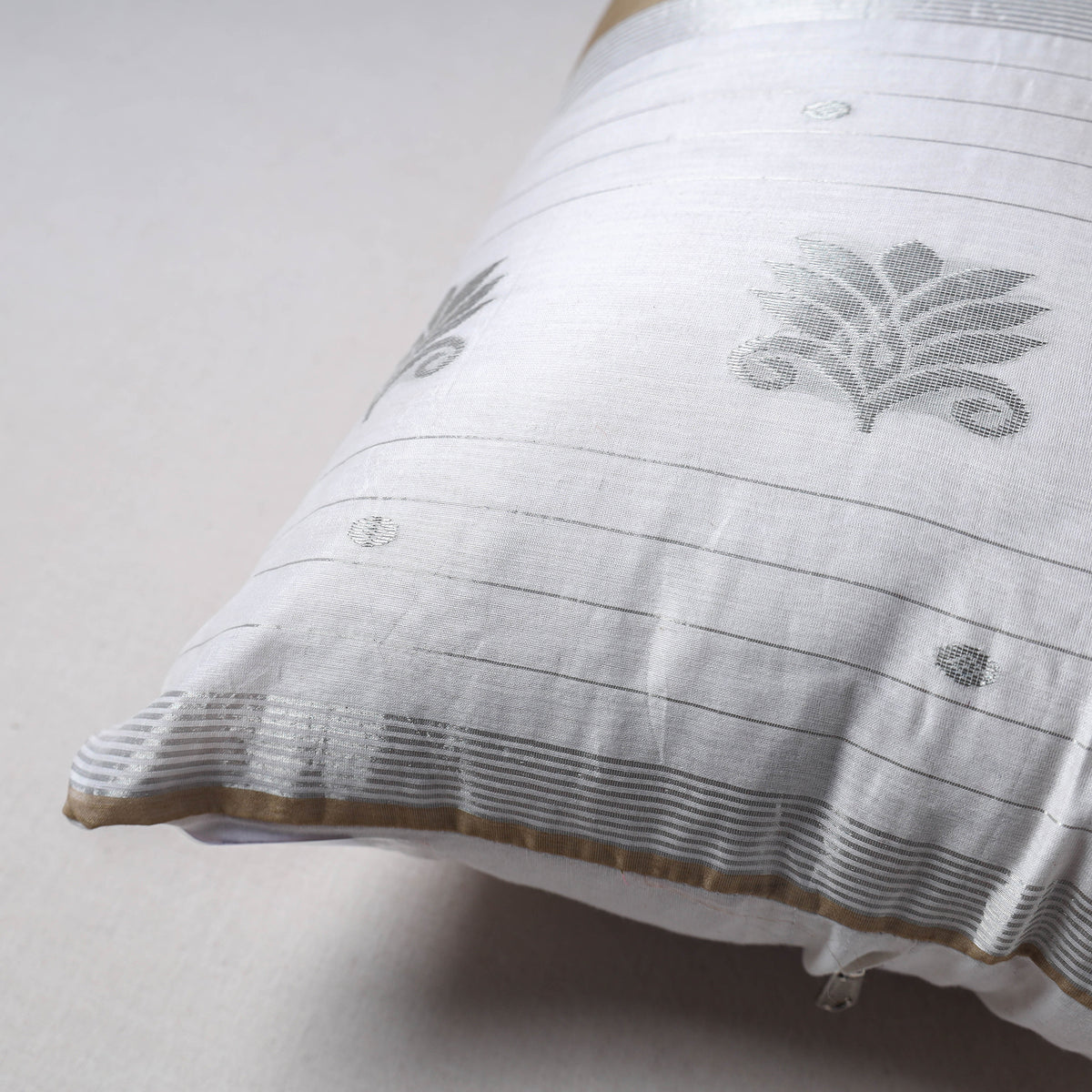 Plain Chanderi Silk Buti Cushion Cover (16 x 16 in) 43