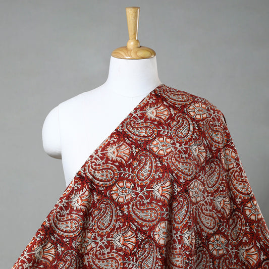 Red - Bagru Kalamkari Block Printed Cotton Fabric 18