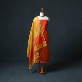 Handloom Maheshwari Silk Tissue Zari Unstitched Dress Material: Kurta with Dupatta 02