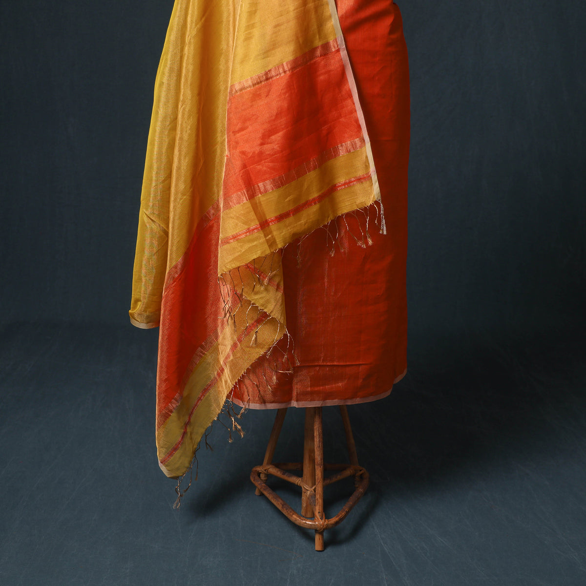 Handloom Maheshwari Silk Tissue Zari Unstitched Dress Material: Kurta with Dupatta 02