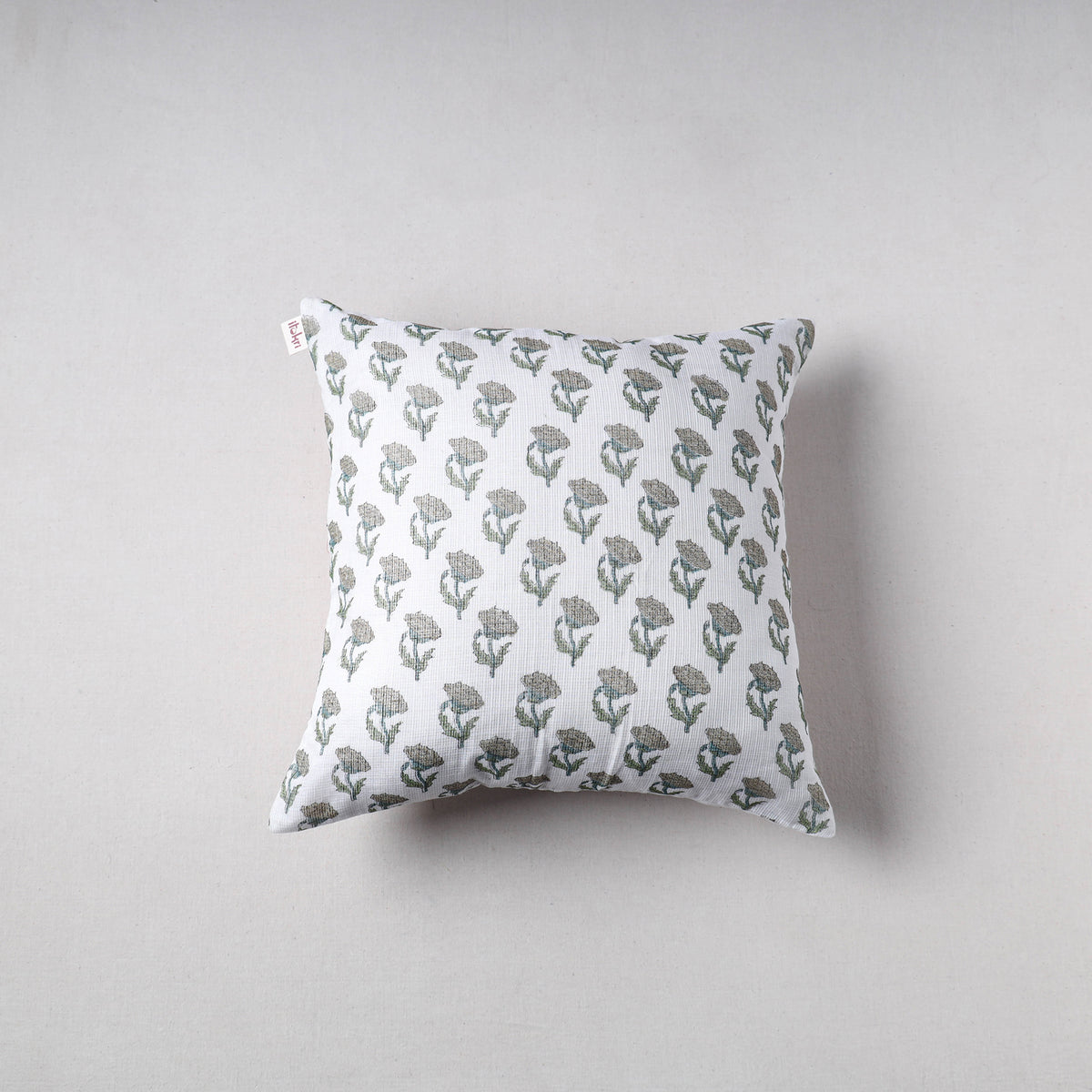 Sanganeri Floral Print Kota Doria Cushion Cover (16 x 16 in) 44