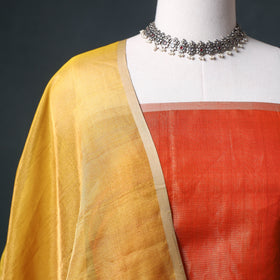 Handloom Maheshwari Silk Tissue Zari Unstitched Dress Material: Kurta with Dupatta 02