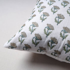 Sanganeri Floral Print Kota Doria Cushion Cover (16 x 16 in) 44