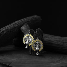 Yellow - saanjh bela mayuri oxidised earrings - handcrafted