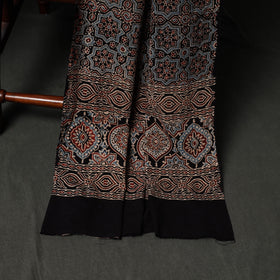 Red - Hand Block Print Natural Dyed Cotton Ajrakh 3pc Unstitched Dress Material Suit Set 09