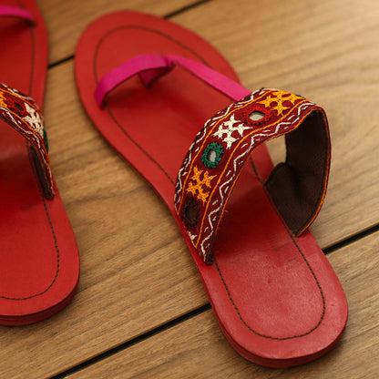 Kutch Embroidery Handstitched Leather Flat Slippers 91